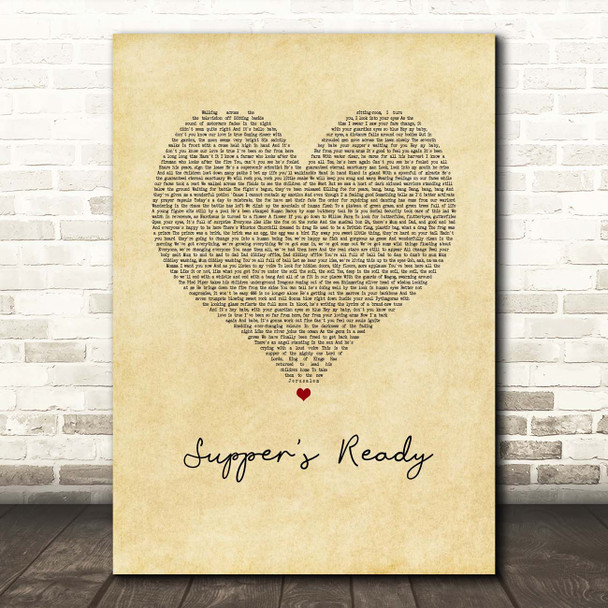 Genesis Supper's Ready Vintage Heart Song Lyric Print