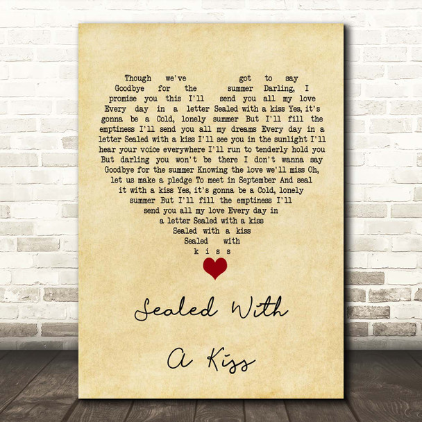 Jason Donovan Sealed With A Kiss Vintage Heart Song Lyric Print
