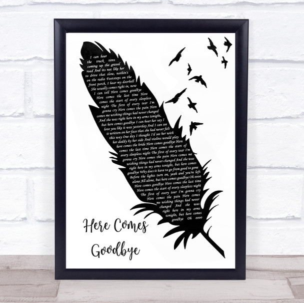 Rascal Flatts Here Comes Goodbye Black & White Feather & Birds Song Lyric Wall Art Print