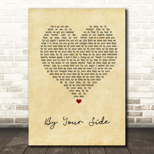 Jonas Blue By Your Side Vintage Heart Song Lyric Print