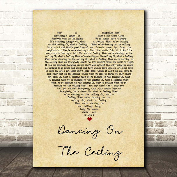 Lionel Richie Dancing On The Ceiling Vintage Heart Song Lyric Print