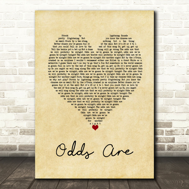 Barenaked Ladies Odds Are Vintage Heart Song Lyric Wall Art Print