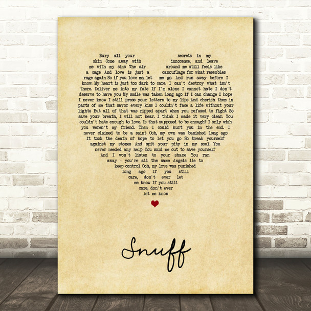Slipknot Snuff Vintage Heart Song Lyric Wall Art Print