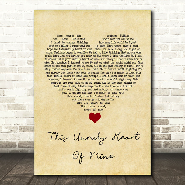 The Prom Musical This Unruly Heart Of Mine Vintage Heart Song Lyric Wall Art Print