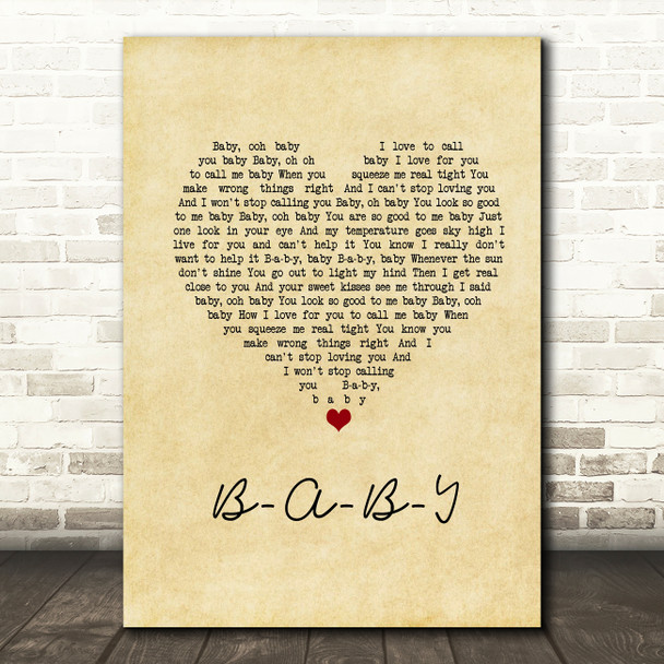 Carla Thomas B-A-B-Y Vintage Heart Song Lyric Wall Art Print