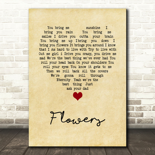Cross Canadian Ragweed Flowers Vintage Heart Song Lyric Wall Art Print