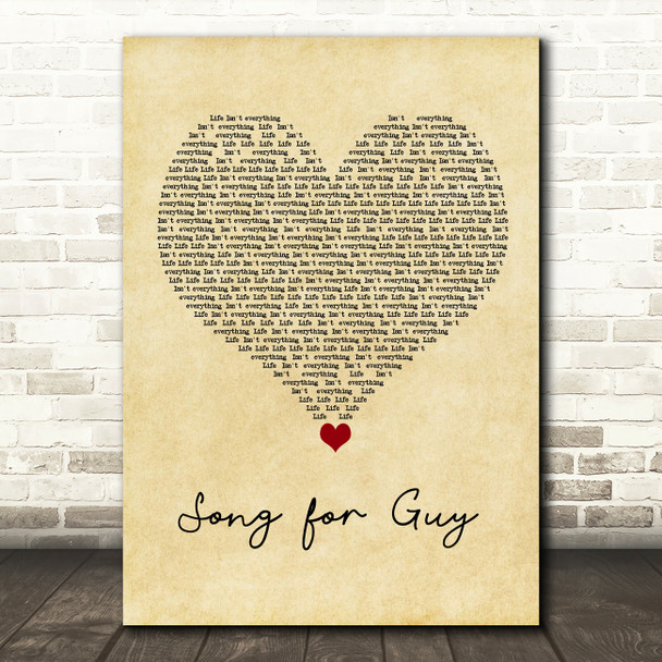 Elton John Song for Guy Vintage Heart Song Lyric Wall Art Print