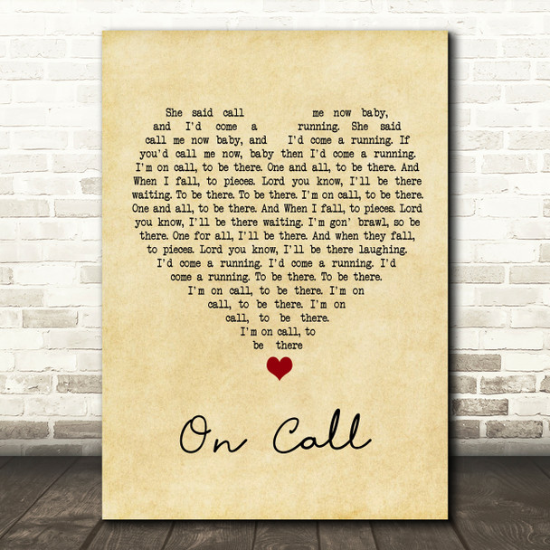 Kings Of Leon On Call Vintage Heart Song Lyric Wall Art Print