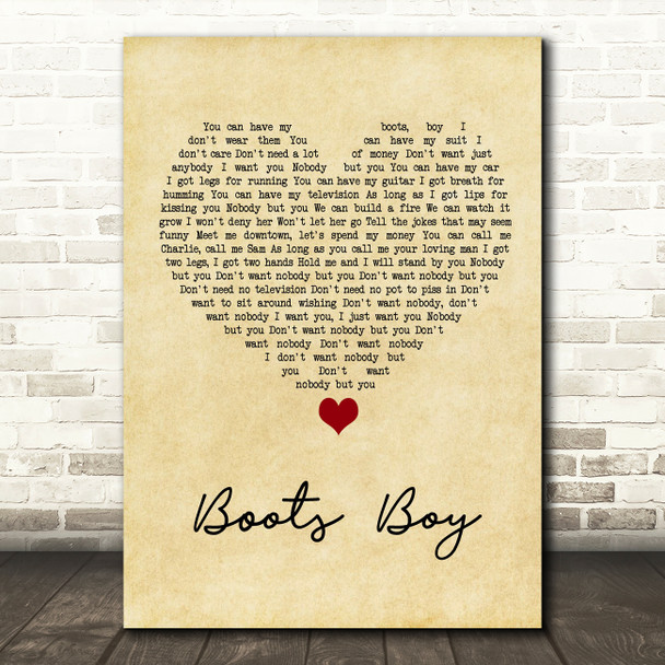 Langhorne Slim Boots Boy Vintage Heart Song Lyric Wall Art Print