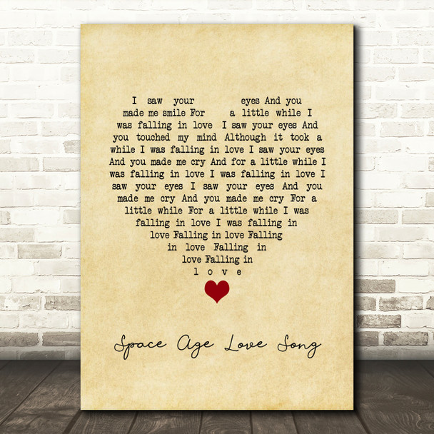 A Flock Of Seagulls Space Age Love Song Vintage Heart Song Lyric Wall Art Print