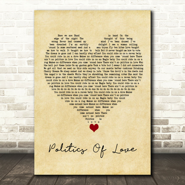 Alex Cameron Politics Of Love Vintage Heart Song Lyric Quote Music Print