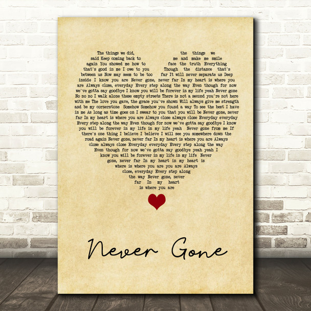 Backstreet Boys Never Gone Vintage Heart Song Lyric Quote Music Print