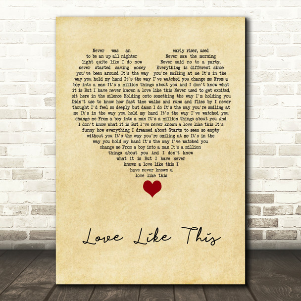 Ben Rector Love Like This Vintage Heart Song Lyric Quote Music Print