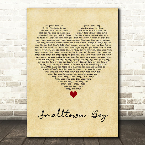 Bronski Beat Smalltown Boy Vintage Heart Song Lyric Quote Music Print