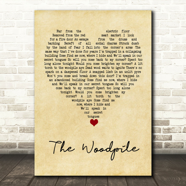 Frightened Rabbit The Woodpile Vintage Heart Song Lyric Quote Music Print