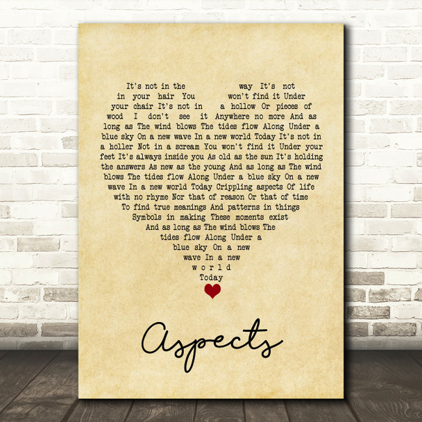 Paul Weller Aspects Vintage Heart Song Lyric Quote Music Print