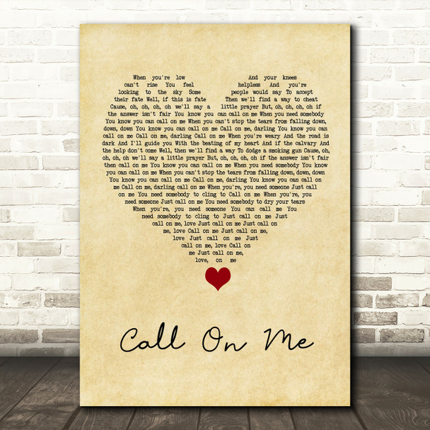 Starley Call On Me Vintage Heart Song Lyric Quote Music Print
