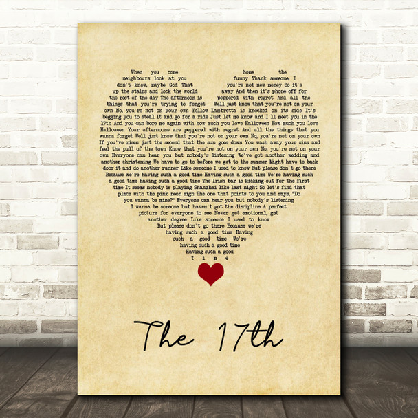 The Courteeners The 17th Vintage Heart Song Lyric Quote Music Print
