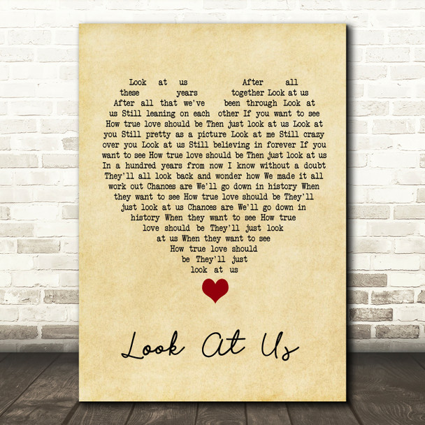 Vince Gill Look At Us Vintage Heart Song Lyric Quote Music Print