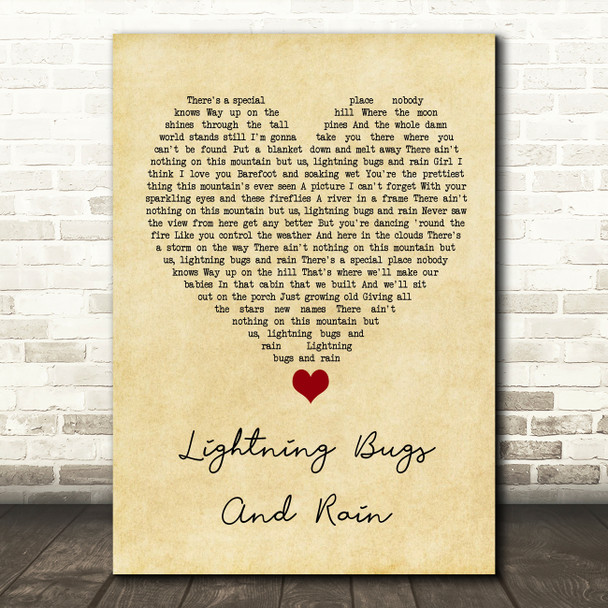 Whiskey Myers Lightning Bugs And Rain Vintage Heart Song Lyric Quote Music Print