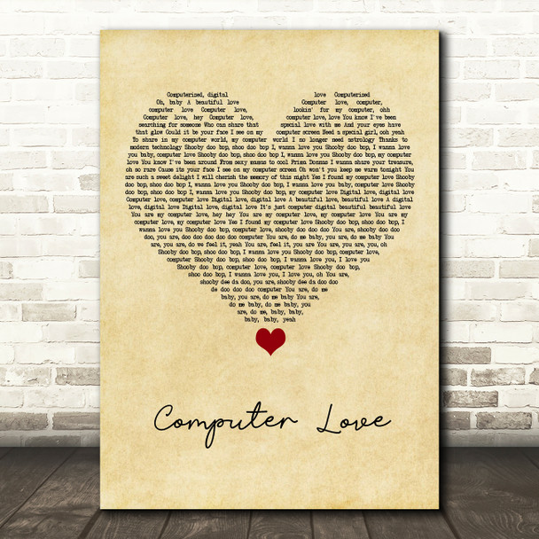 Zapp Computer Love Vintage Heart Song Lyric Quote Music Print