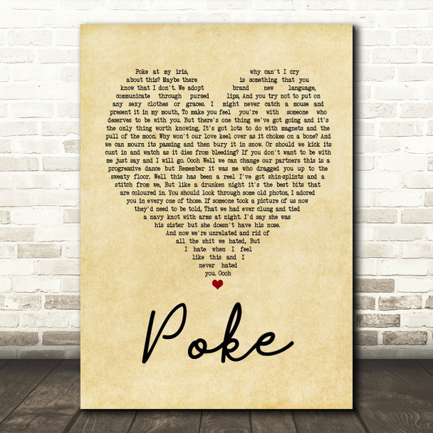 Frightened Rabbit Poke Vintage Heart Song Lyric Quote Print