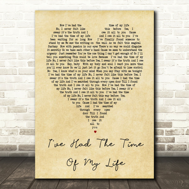 I've Had The Time Of My Life Bill Medley Jennifer Warnes Heart Song Lyric Print