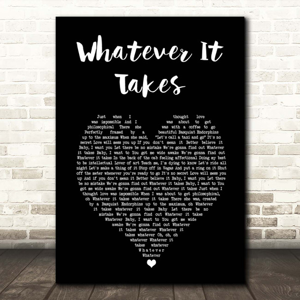 Milow Whatever It Takes Black Heart Song Lyric Print