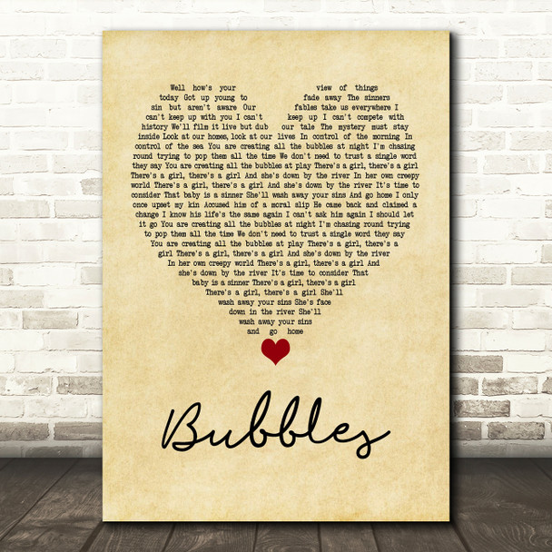 Biffy Clyro Bubbles Vintage Heart Quote Song Lyric Print