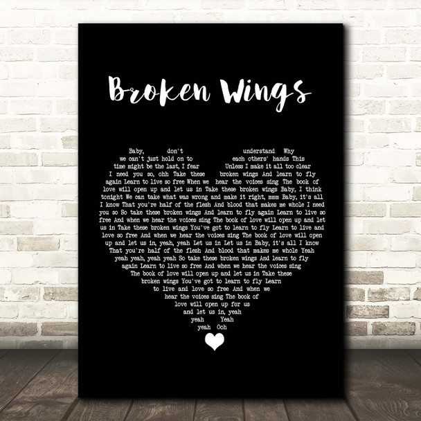Mr. Mister Broken Wings Black Heart Song Lyric Print