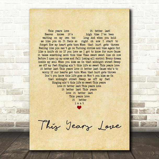 David Gray This Years Love Vintage Heart Quote Song Lyric Print