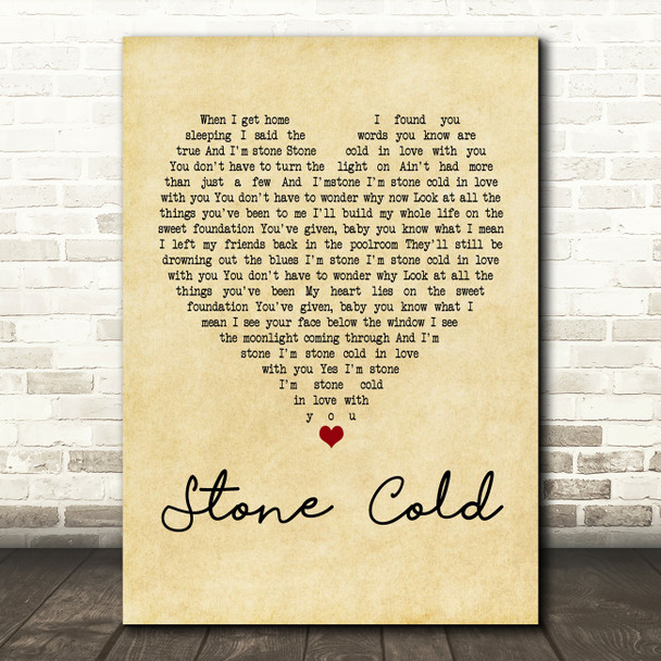 Jimmy Barnes Stone Cold Vintage Heart Quote Song Lyric Print