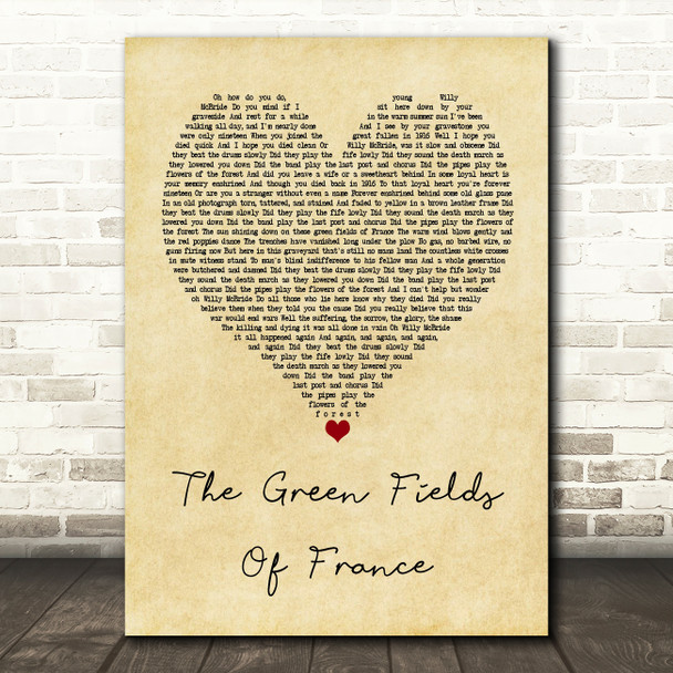The Green Fields of France The Green Fields Of France Vintage Heart Song Print