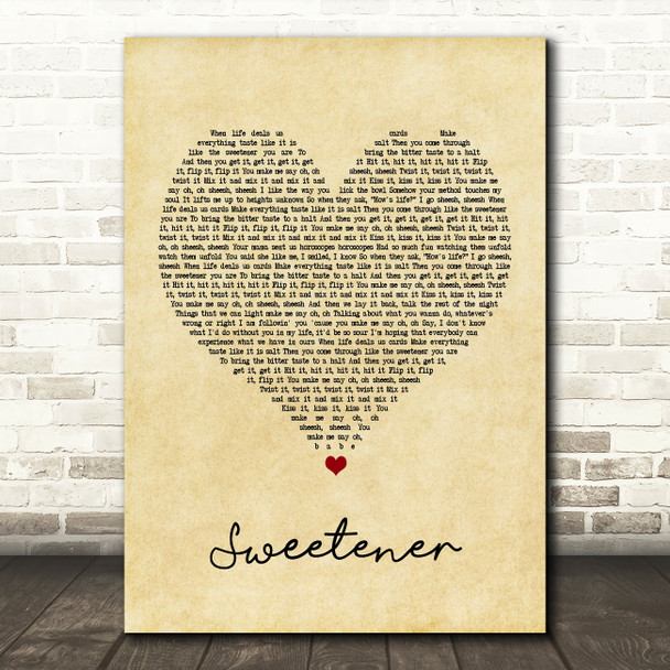 Ariana Grande Sweetener Vintage Heart Song Lyric Print