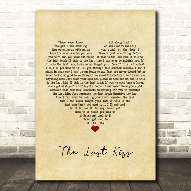David Cassidy The Last Kiss Vintage Heart Song Lyric Print