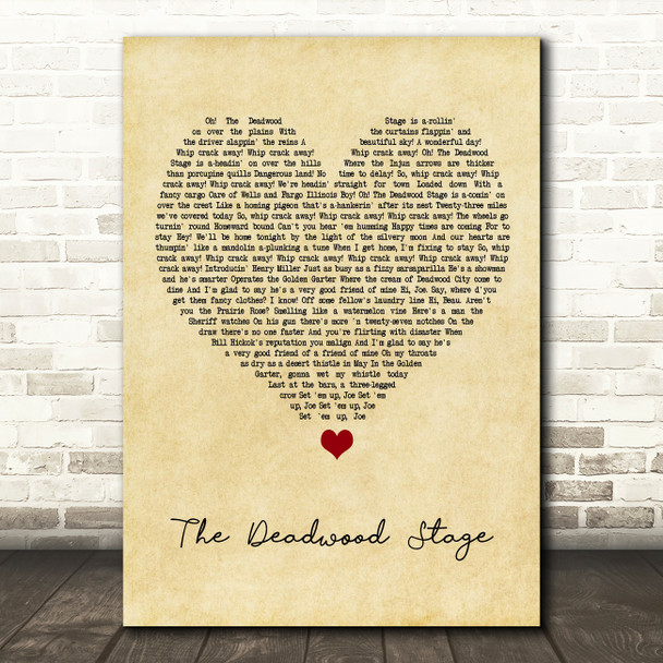 Doris Day The Deadwood Stage Vintage Heart Song Lyric Print