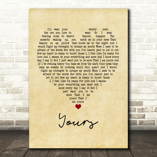 Ella Henderson Yours Vintage Heart Song Lyric Print