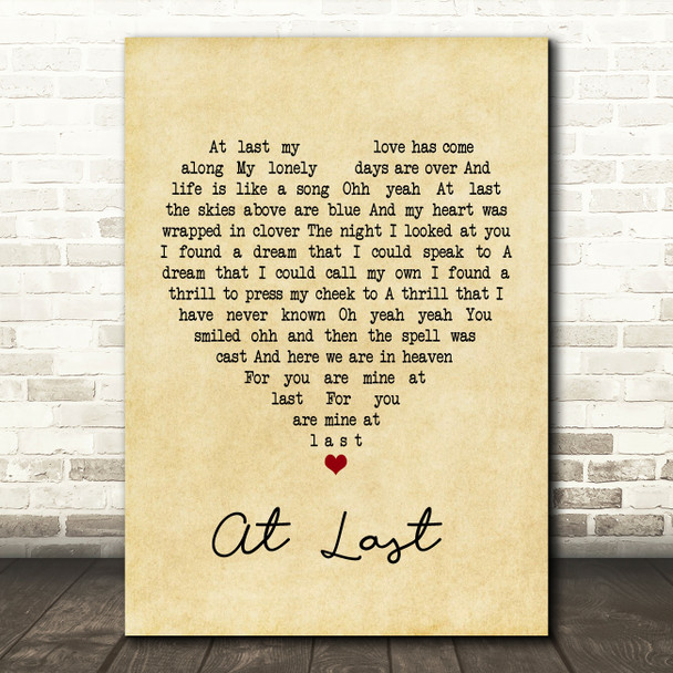 Eva Cassidy At Last Vintage Heart Song Lyric Print