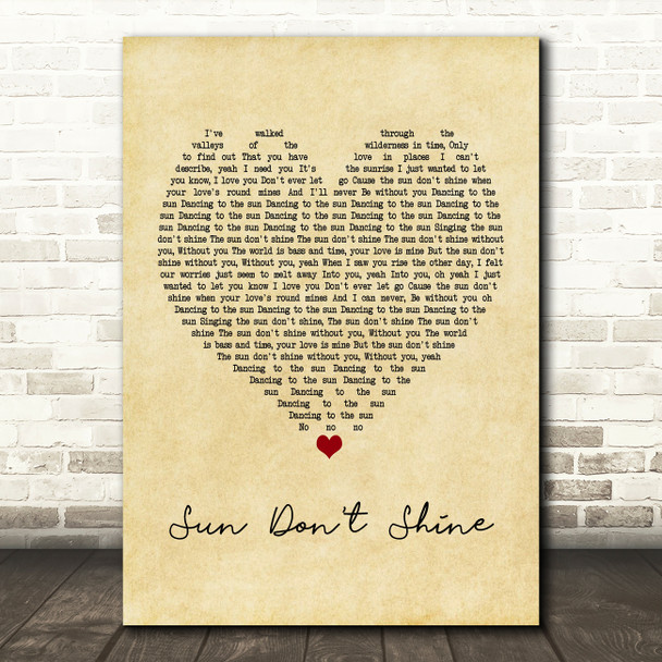 Klangkarussell Sonnentanz ft. Will Heard Sun Don't Shine Vintage Heart Song Lyric Print