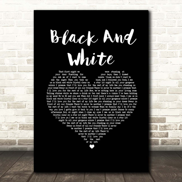 Niall Horan Black And White Black Heart Song Lyric Print