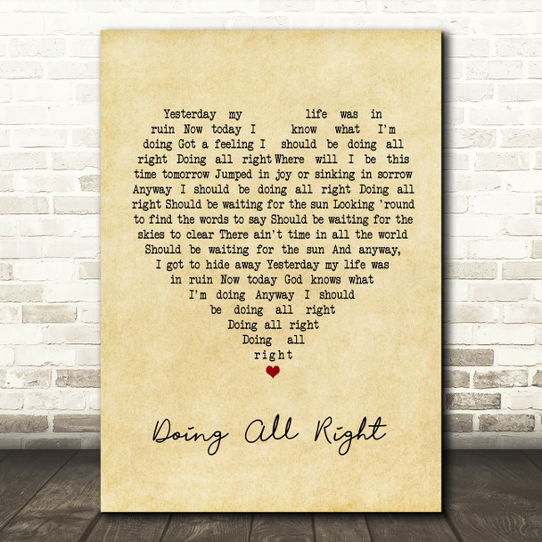 Queen Doing All Right Vintage Heart Song Lyric Print