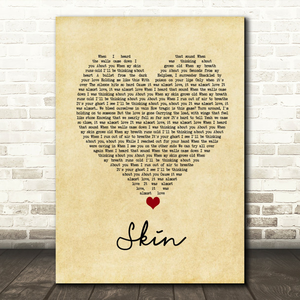 Rag'n'Bone Man Skin Vintage Heart Song Lyric Print