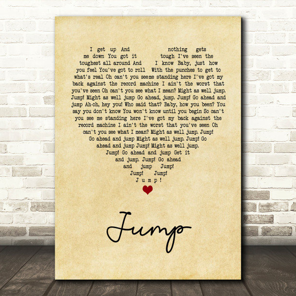 Van Halen Jump Vintage Heart Song Lyric Print