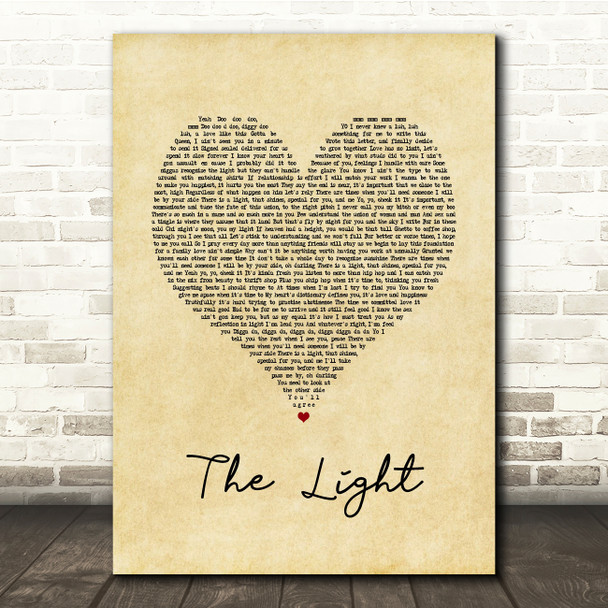 Common The Light Vintage Heart Song Lyric Print
