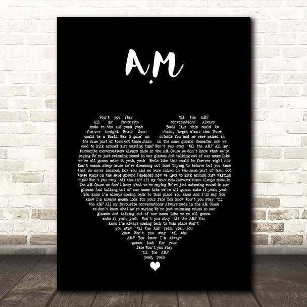One Direction A.M Black Heart Song Lyric Print