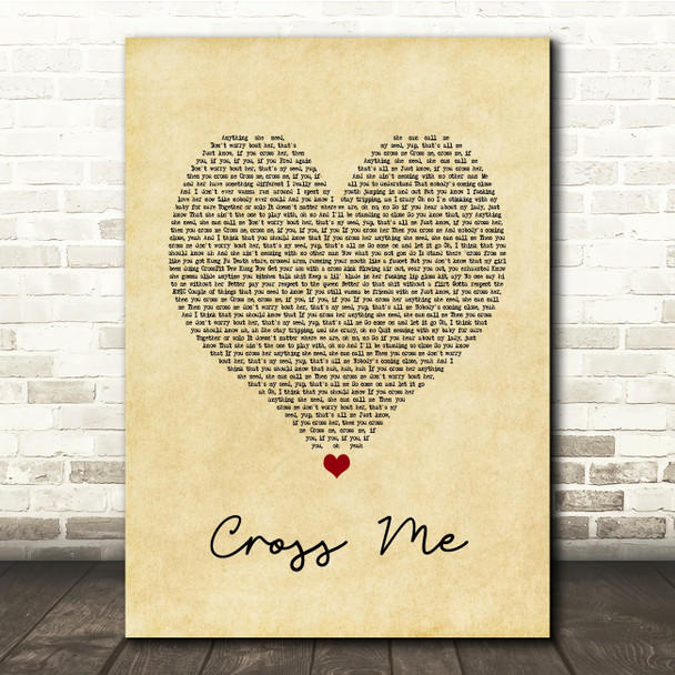 Ed Sheeran Cross Me Vintage Heart Song Lyric Print
