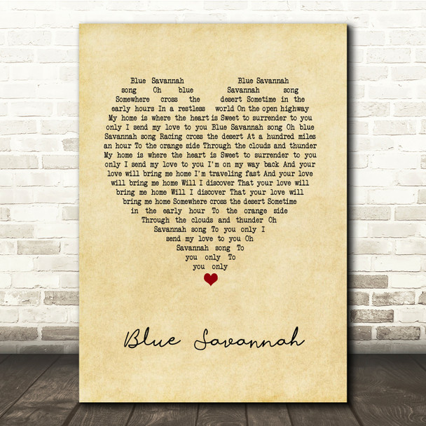 Erasure Blue Savannah Vintage Heart Song Lyric Print
