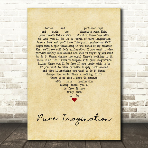 Gene Wilder Pure Imagination Vintage Heart Song Lyric Print