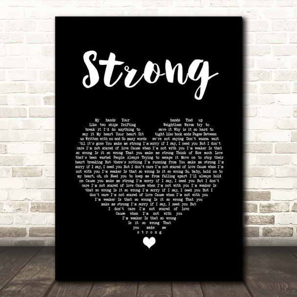 One Direction Strong Black Heart Song Lyric Print