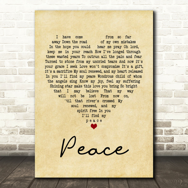 Michael McDonald Peace Vintage Heart Song Lyric Print